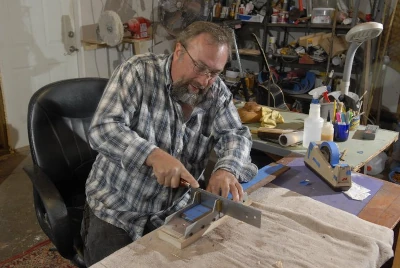 Donnie working in the shop